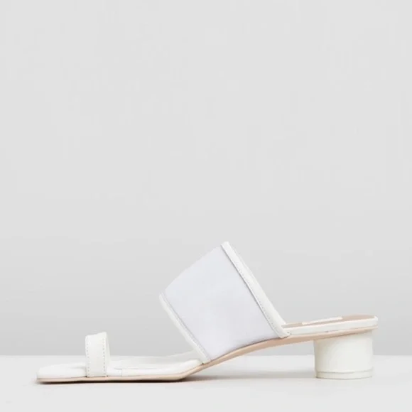 Dolce Vita White Mesh Round Block Heel Sandals - Picture 7 of 13